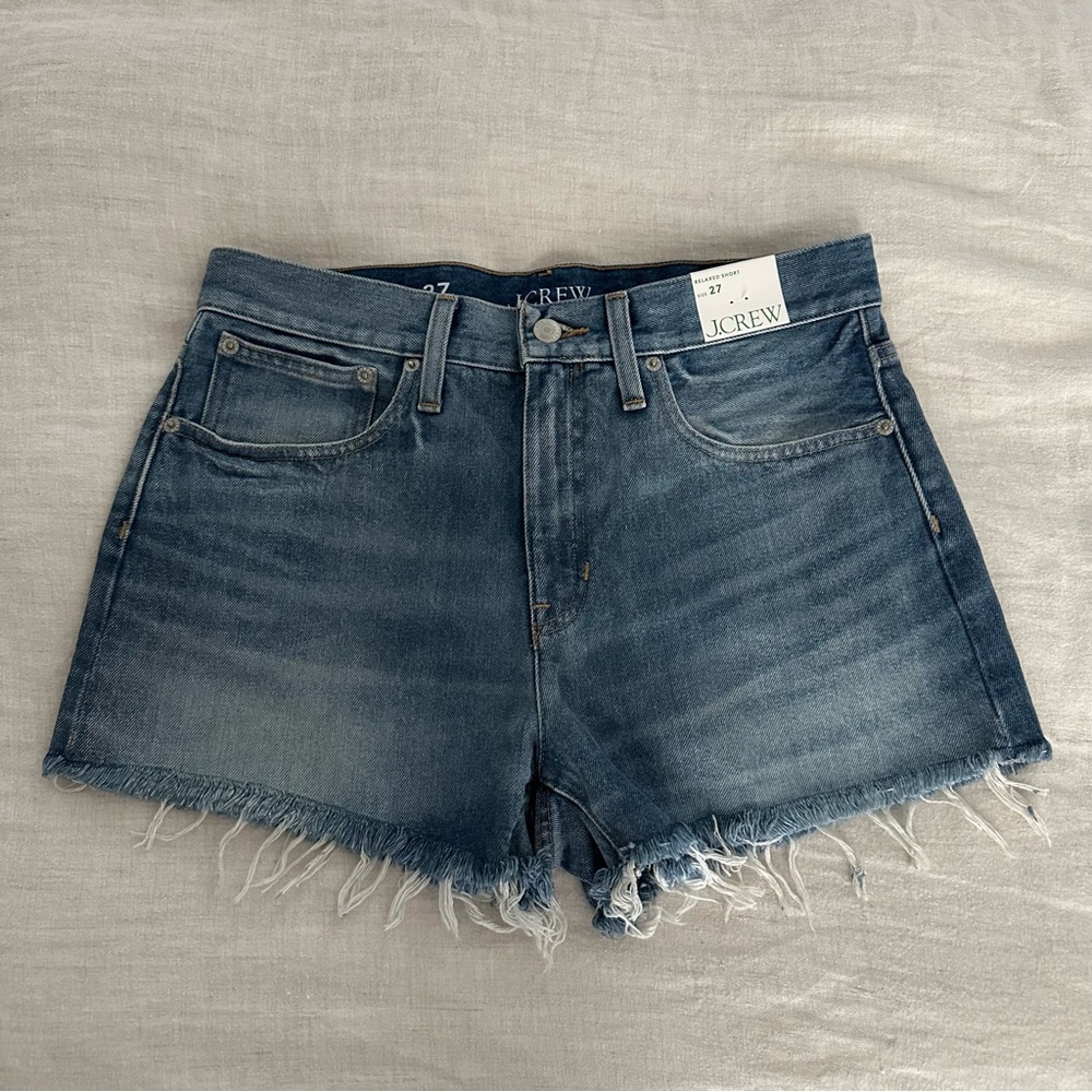 Jcrew relaxed cutoff denim shorts 27 baxter wash NWT